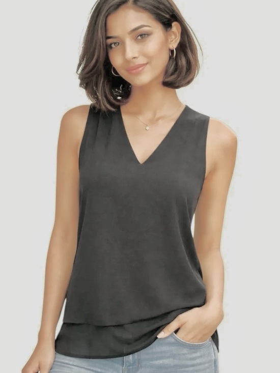 Michael Kors Tops - MK Sleeveless V-Neck Layered Hem Tank Tunic - Olive Green
